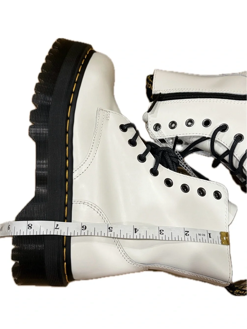 Dr. Martens Jadon Smooth White Leather Platform Combat Boots — W8 / M7 NWT